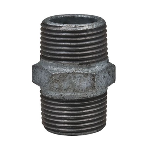    DN6 (1/8" NB) BSP GALVANISED MALLEABLE IRON HEX NIPPLE 