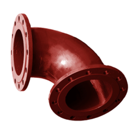  DN200 (8" NB) PN16 FLANGED DUCTILE IRON ELBOW 45° RED OXIDE EN598