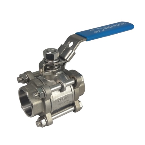   DN50 (2" NB) SOCKET WELD 3PC FB BALL VALVE LEVER OP. SS 316