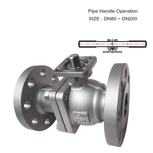  DN100 (4" NB) PN16 FLANGED 2PC BALL VALVE SS 316 BAR HANDLE