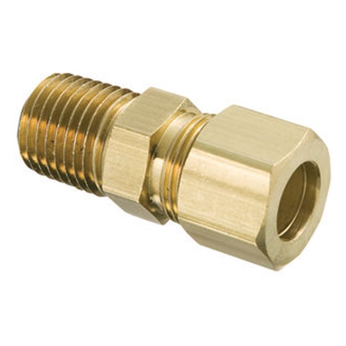 [BRS-COM-MSA-NPT-6.35-8] 1/4" OD x 1/4" NPT MALE ADAPTOR BRASS COMPRESSION 